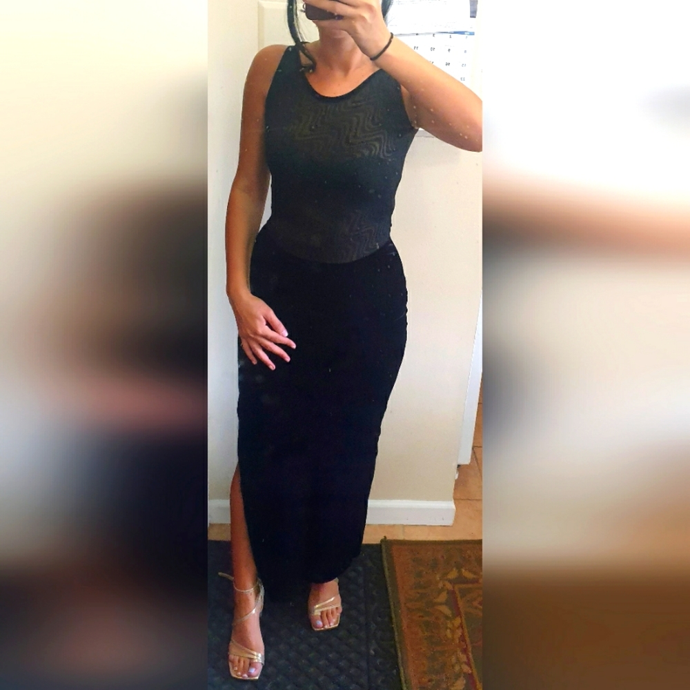 Elegant Black Slit Maxi Dress
